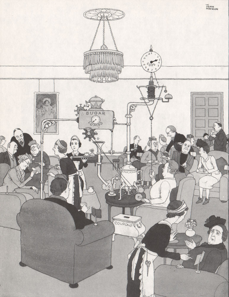 HEATH ROBINSON. Tea and Sugar Rationing . Second World War 1973 old print
